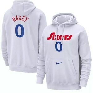 Nike Philadelphia 76ers White City Edition Hoodie - Tyrese Maxey #0, Men’s Small